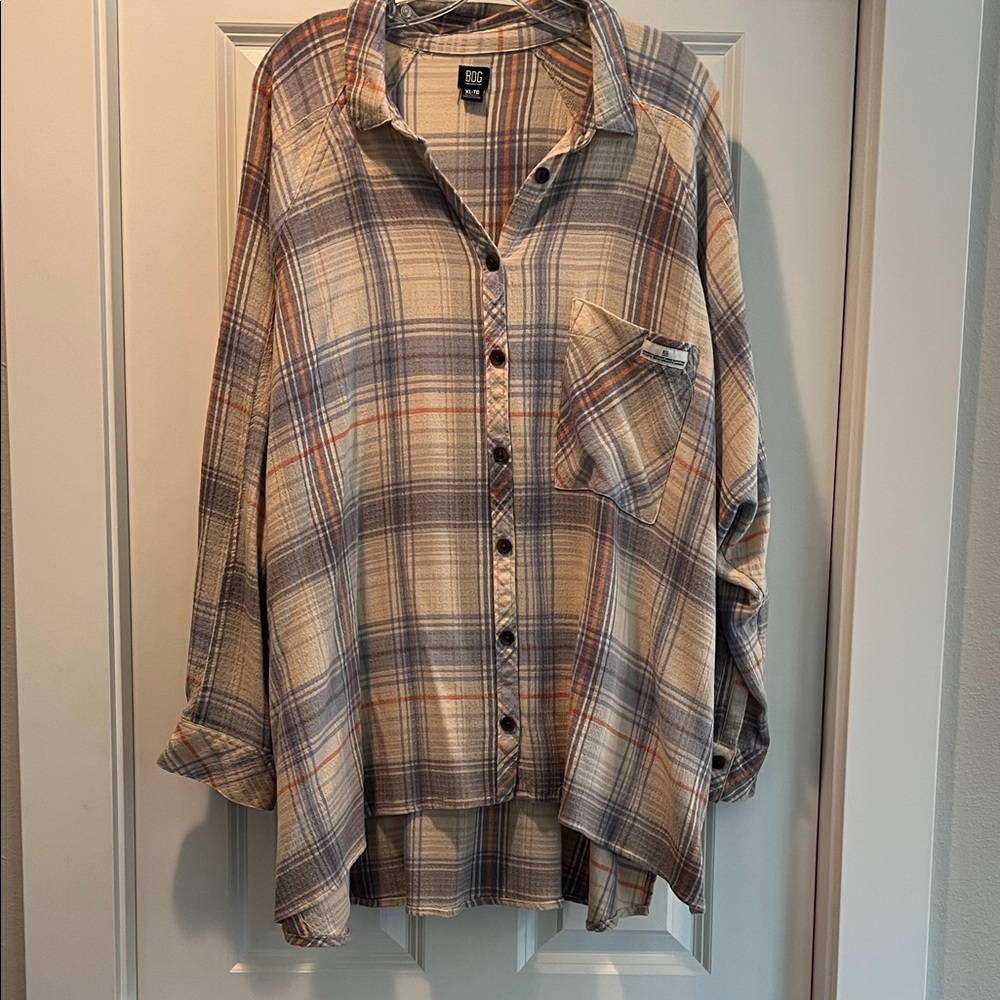 BDG lightweight plaid button up
